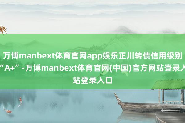 万博manbext体育官网app娱乐正川转债信用级别为“A+